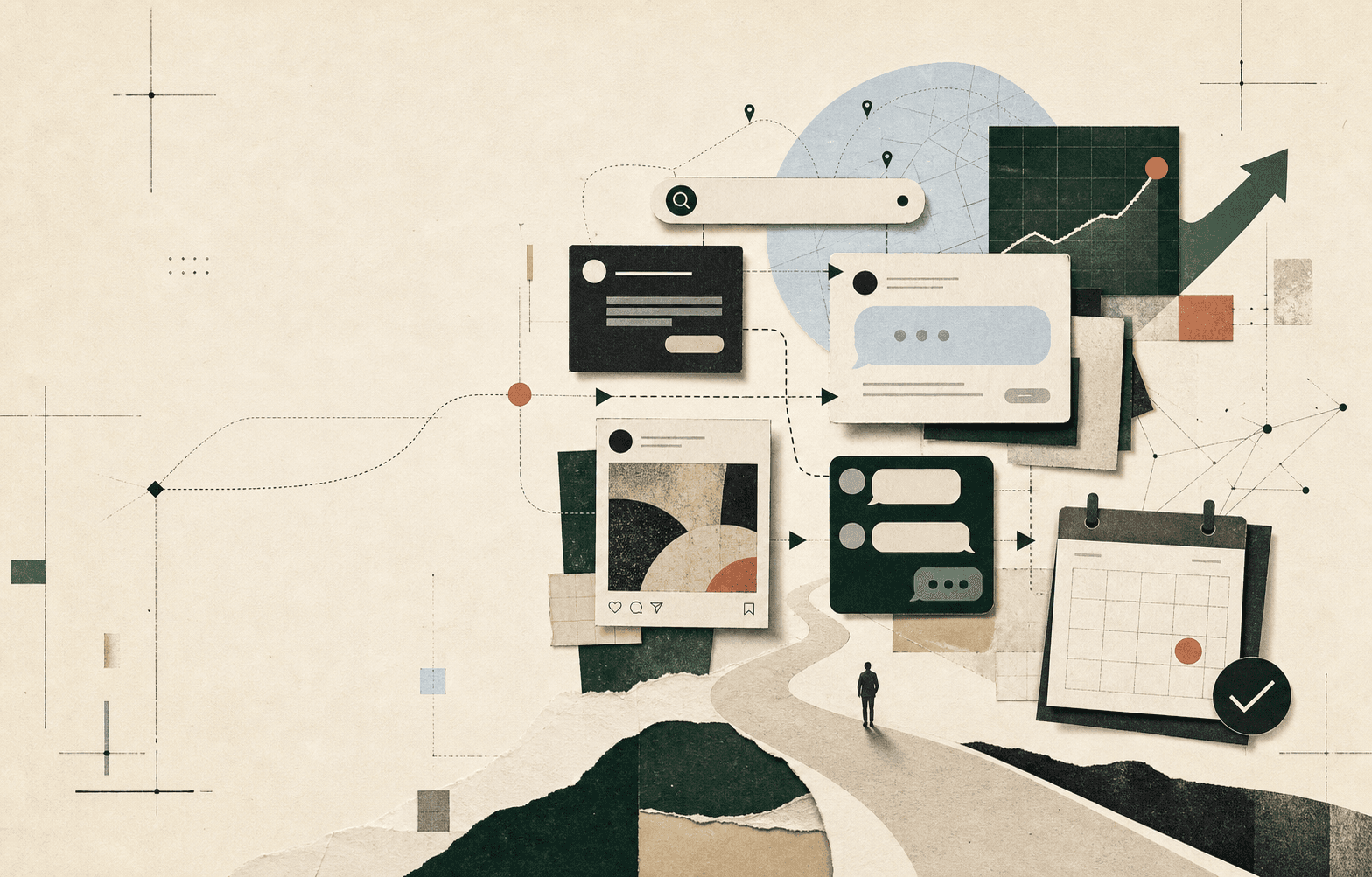 Editorial collage of buyer attention paths