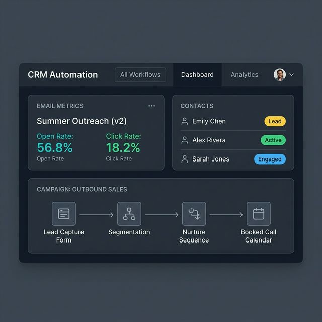 CRM Automation Dashboard — lead capture to booked call pipeline